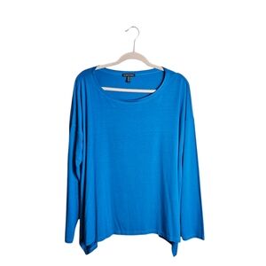 Eileen Fisher Vibrant Blue Long Sleeve Oversized Lagenlook Top